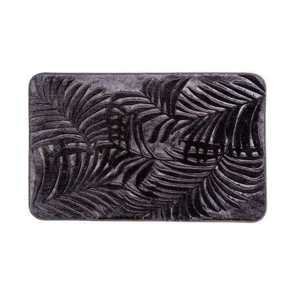 Тъмно сива постелка за баня от мемори пяна 50x80 cm Leaves - Wenko-image-1