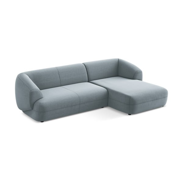 Светлосин кадифен ъглов диван (десен ъгъл) Moana – Makamii-image-3