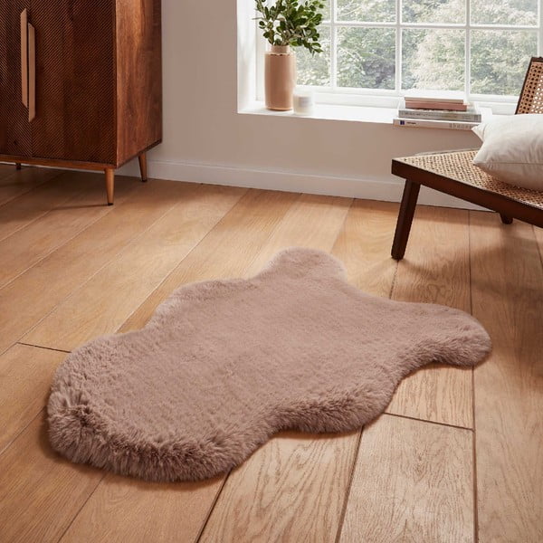 Светлокафява синтетична кожа 60x90 cm Super Teddy – Think Rugs-image-1