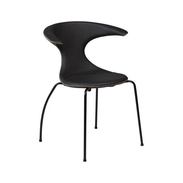 Černá kožená jídelní židle s kovovým podnožím DAN–FORM Denmark Flair