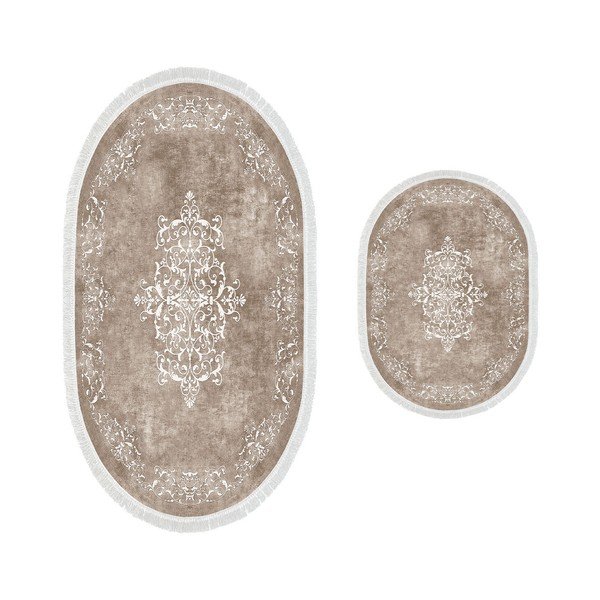 Кафяво-сиви килими за баня в комплект 2 бр. 60x100 cm – Foutastic