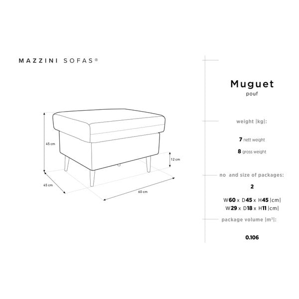 Син пуф Muguet, 60 x 45 cm - Mazzini Sofas-image-4