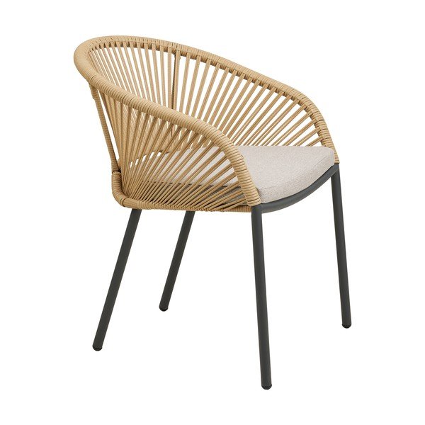 Бежов градински стол метален/подплатен Novella – House Nordic-image-3