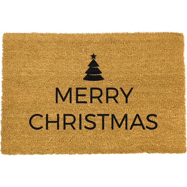 Черна постелка от естествени кокосови влакна , 40 x 60 cm Merry Christmas - Artsy Doormats
