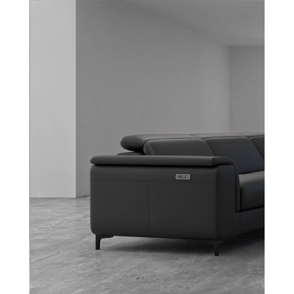 Тъмносив ъглов диван от естествена кожа (десен ъгъл) Brito - MESONICA-image-3