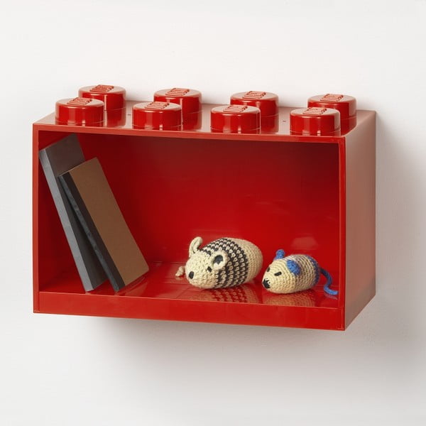 Детски червен стенен рафт Brick 8 - LEGO®
