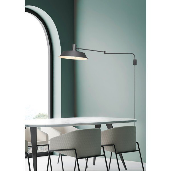 Матово черно стенна лампа с огъваща се структура за контакт ø 35,5 cm Bolder – Trio-image-3