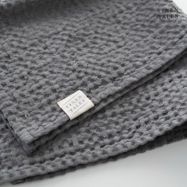 Тъмносиви кърпи и хавлии за баня в комплект от 3 Honeycomb - Linen Tales-image-4