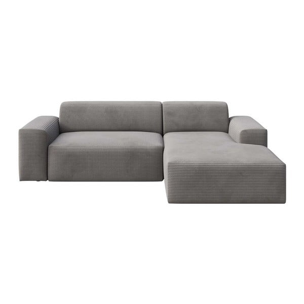 Сив разтегателен ъглов диван с място за съхранение от рипсено кадифе (десен ъгъл) Villet – Rodier