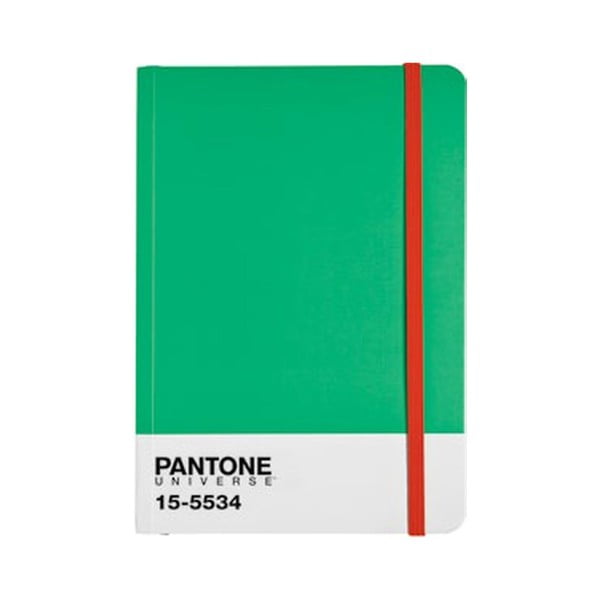 Zápisník s barevnou gumičkou Fern Green/Poppy Red 15-1534