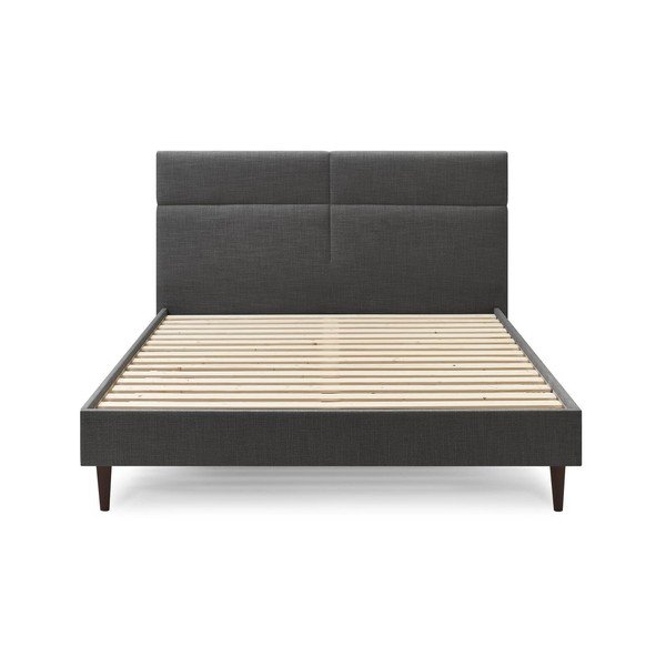 Черно тапицирано двойно легло с решетка 160x200 cm Elyna - Bobochic Paris-image-1