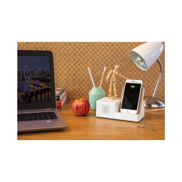 Бяло безжично зарядно устройство с високоговорител Exclusive Ontario - XD Design-image-1