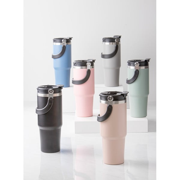 Светлорозова бутилка за пътуване бутилка  от неръждаема стомана 1 l Eco – Ladelle-image-1