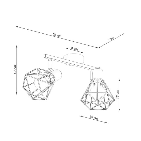 Черна лампа за таван ø 10 cm Varpu - Sollux-image-4