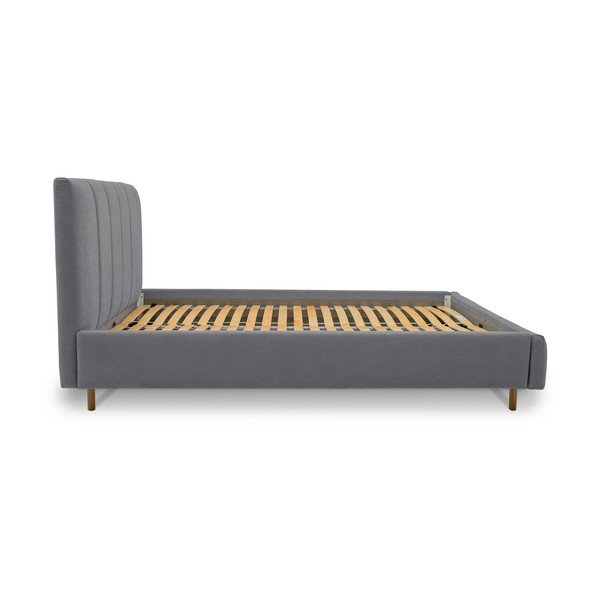 Сиво тапицирано двойно легло с включена подматрачна рамка 180x200 cm Zee – Scandic-image-3