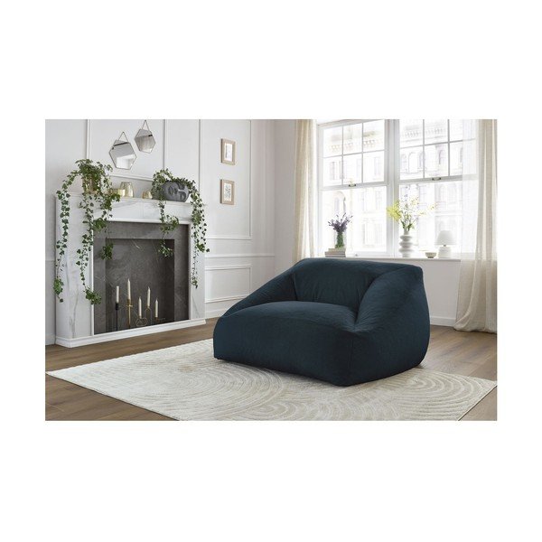 Тъмносин пуф от изкуствен косъм Lilibet – Bobochic Paris-image-1