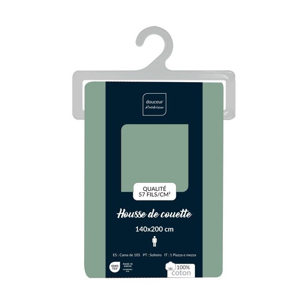 Зелена единична памучна олекотена завивка 140x200 cm Lina – douceur d'intérieur-image-2