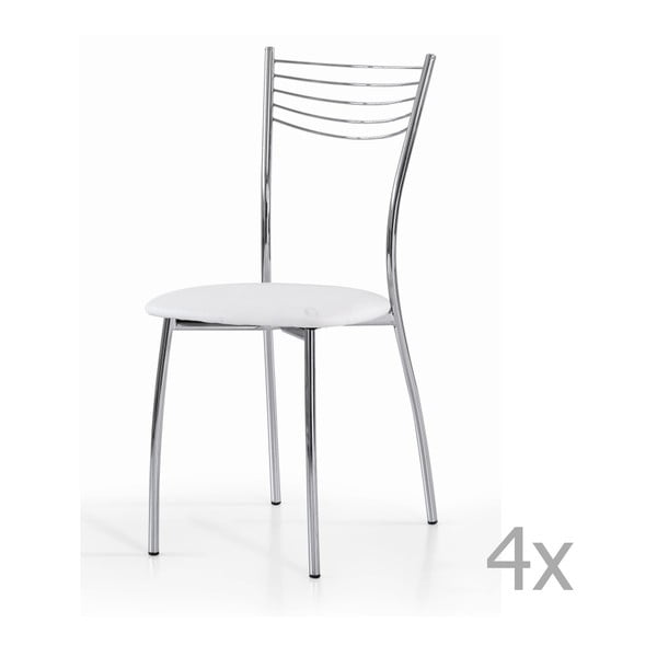 Sada 4 bílých jídelních židlí Castagnetti Cromo