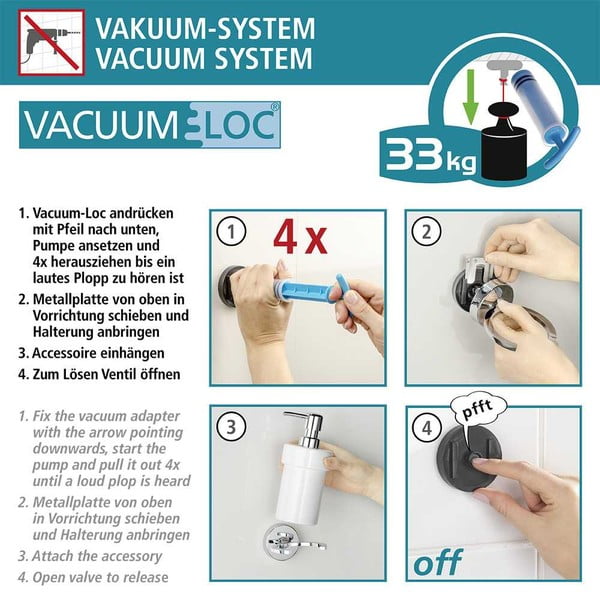 Самоносеща двойна поставка за кърпи Vacuum-Loc, товароносимост до 33 кг Capri - Wenko-image-2