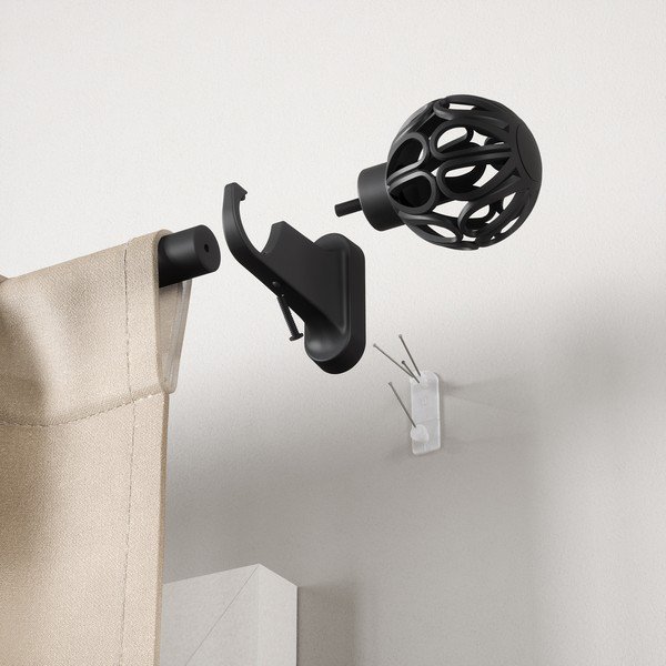 Матово черно стоманен разширяем прът за завеси 107 - 305 cm Aria – Umbra-image-3