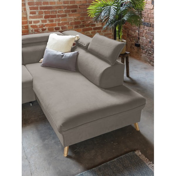 Светлокафяв кадифен U-образен ъглов диван (ляв ъгъл) Sweet Harmony - Miuform-image-4