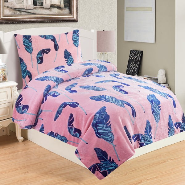 Розово микро плюшено спално бельо за единично легло , 140 x 200 cm Victoria - My House