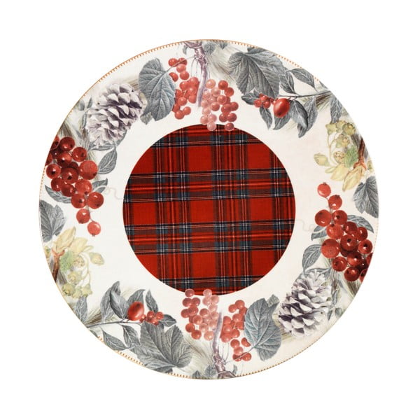 Кръгла керамична чиния за сервиране с коледен мотив , ⌀ 20 cm Sottobosco - Brandani