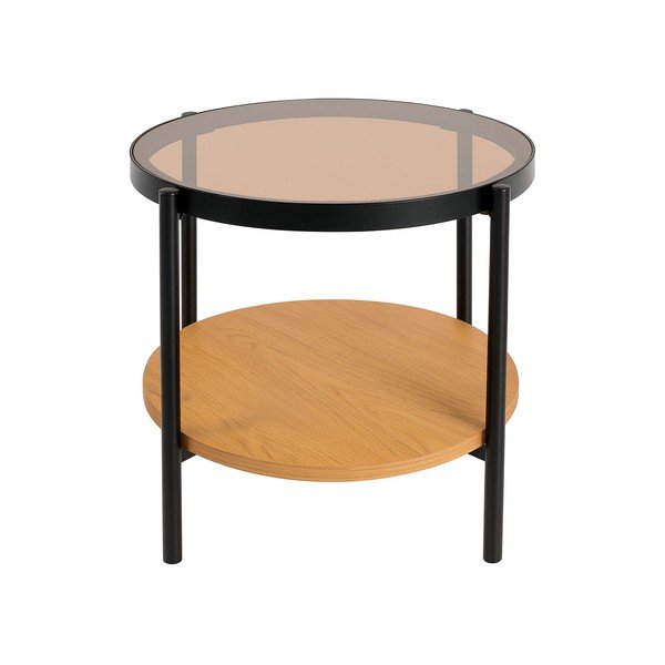Кръгла странична масичка със стъклен плот ø 48 cm Hassel – Unique Furniture