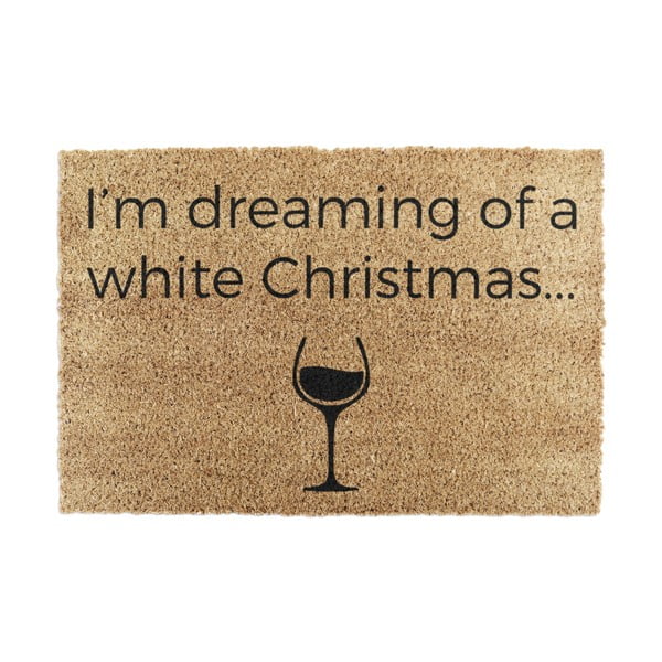 Изтривалка с коледен мотив от кокосови влакна 40x60 cm White Wine Christmas – Artsy Doormats