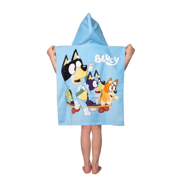 Синьо  памучно детско пончо размер 3-8 години Bluey Skate – Jerry Fabrics-image-2