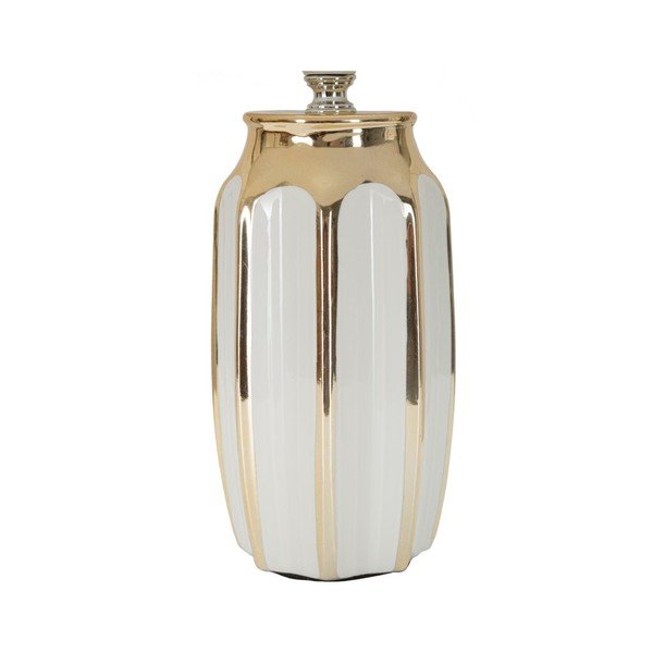 Бяла/ в златист цвят керамична настолна лампа с текстилен абажур (височина 40,5 cm) Cassy – Mauro Ferretti-image-2