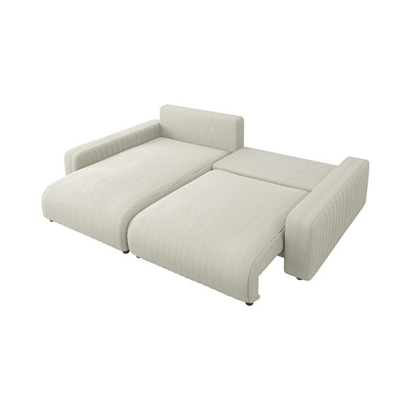Кремав разтегателен ъглов диван от рипсено кадифе (променлив) Sara – Ropez-image-4