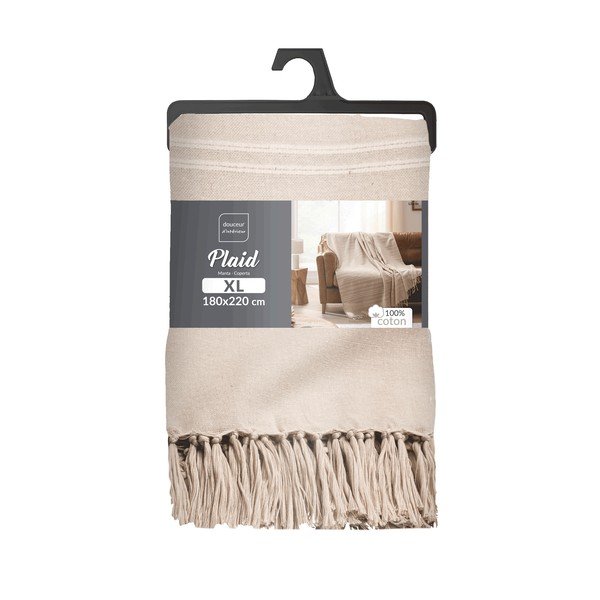 Бежово памучно покривало за легло 125x150 cm Lilia – douceur d'intérieur-image-2