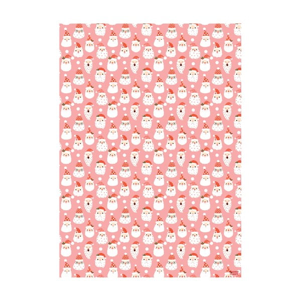 5 листа розово-бяла опаковъчна хартия, 50 x 70 cm Santas - eleanor stuart-image-1