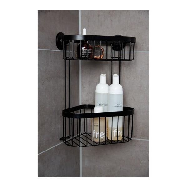 Черен стенен двуетажен ъглов кош Wenko Classic Plus-image-1