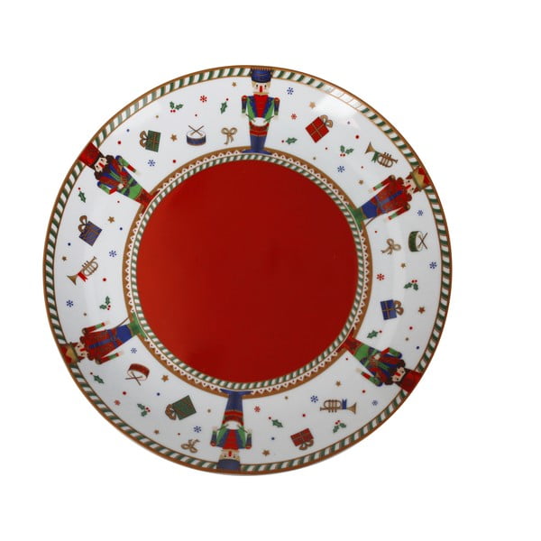 Червена/бяла коледна порцеланова чиния ø 30 cm Piatto - Brandani