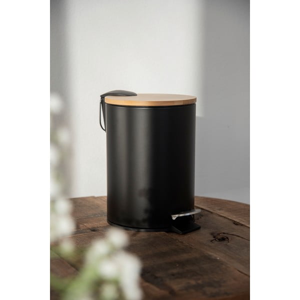 Черна кофа за боклук с бамбуков капак , 3 л Tortona - Wenko-image-2