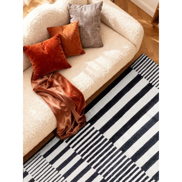 Черно-бял ръчно изработен вълнен килим 200x290 cm Stryve Pulse – Elle Decoration-image-2