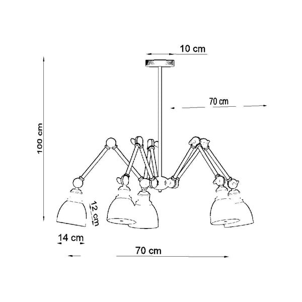Черна висяща лампа с метален абажур 70x70 cm Matilda Shade - Sollux-image-3