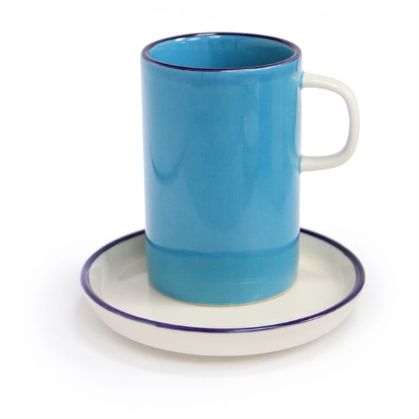 Синя чаша с чинийка Ретро, 180 ml - Silly Design
