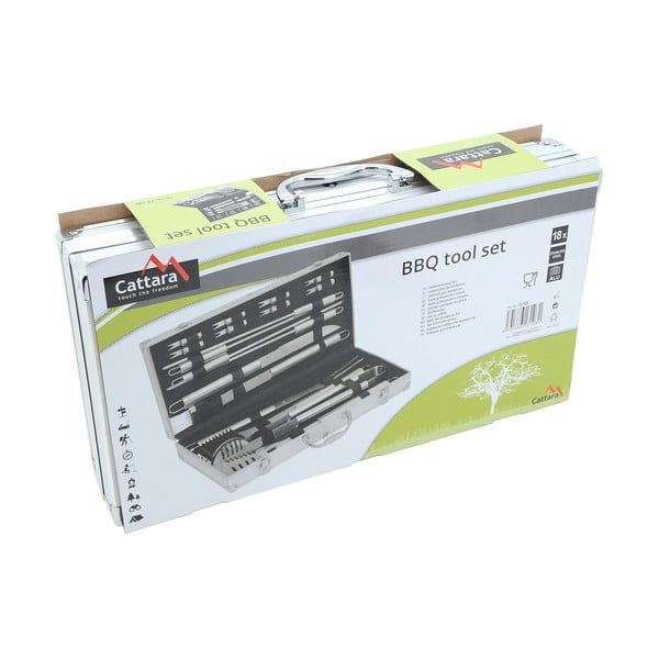 Комплект от 18 инструмента за печене на скара в алуминиев калъф - Cattara-image-4