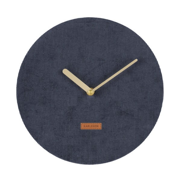 Тъмносин стенен часовник с велур , ⌀ 25 cm Corduroy - Karlsson