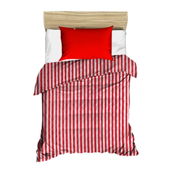 Червено-бяла ватирана покривка за легло на райета Райета, 160 x 230 cm - Kate Louise