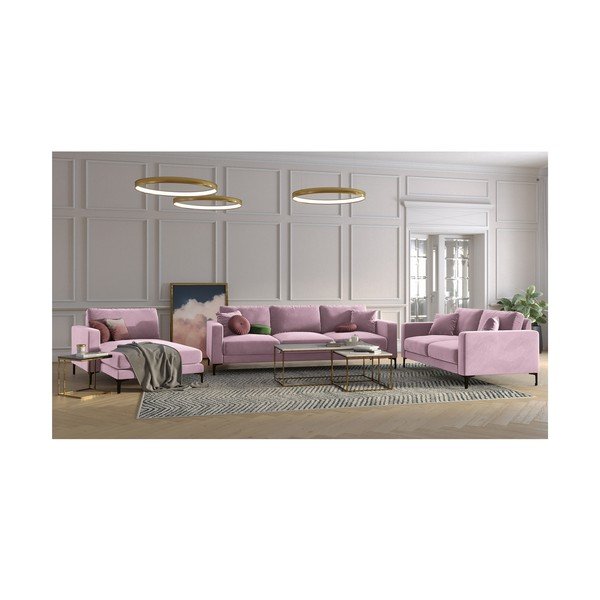 Розово кадифено кресло за отдих, ляв ъгъл Harmony - Kooko Home-image-4