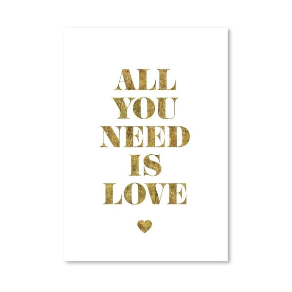 Plakát All You Need Is Love Gold, 42x60 cm