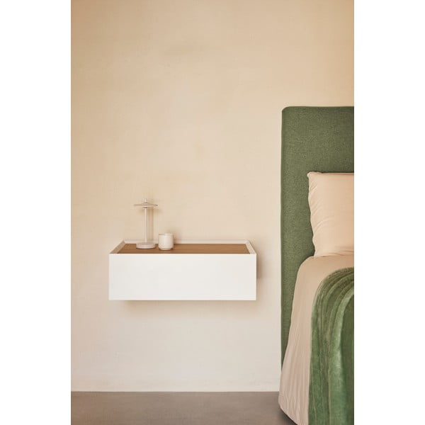 Бяло висящо нощно шкафче с дъбов плот Arista – Teulat-image-1