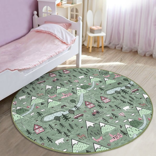 Зелен детски килим ø 100 cm Comfort - Mila Home-image-1
