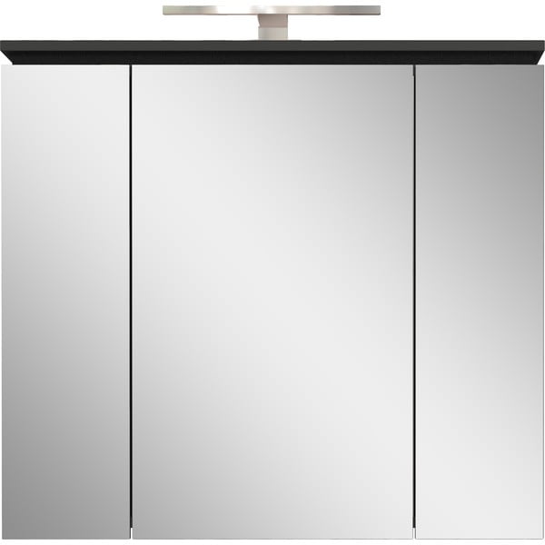 Антрацитен шкаф за баня с огледало и осветление 76x74 cm Modesto - Germania