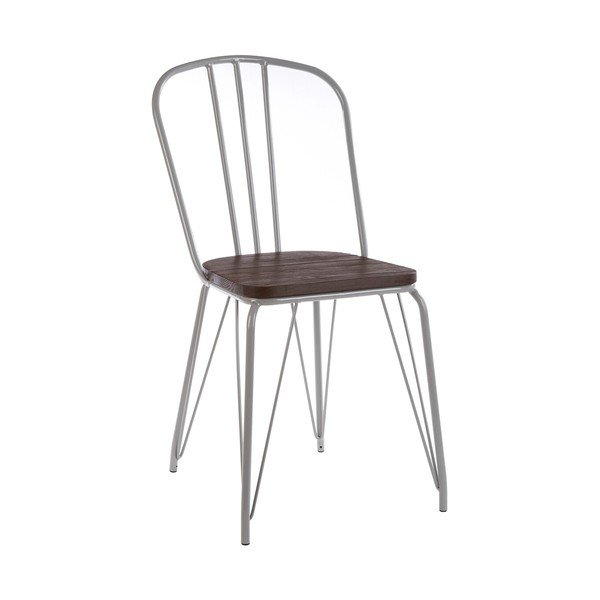 Сив/в тъмно естествен цвят трапезен стол от масивен бряст District – Premier Housewares
