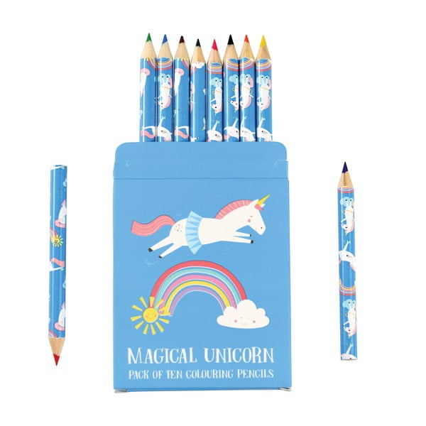 Комплект от 10 пастела в калъф за еднорози Magical Unicorn - Rex London